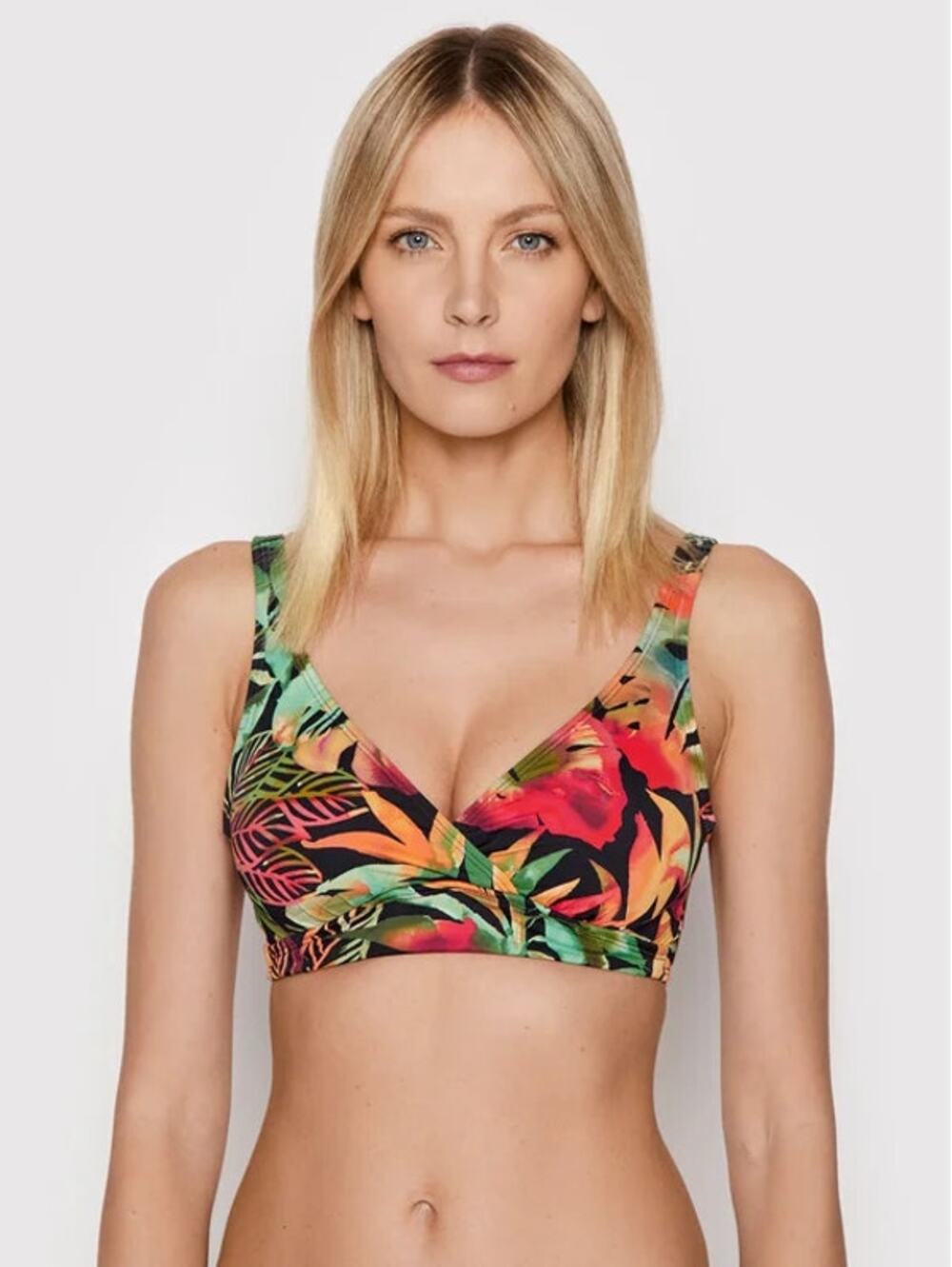 Lauren Ralph Lauren Surplice Underwire Swim Bikini Top Swimsuit Tropical M/8 M